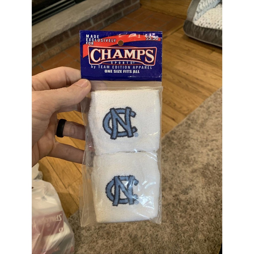 Vintage NCAA UNC North Carolina Terry Wristbands Champs NOS Deadstock